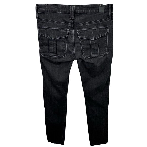 Vince Jeans Womens 26 x 26 Black Stone Wash Skinny Flap Button Pockets Mid-Rise - Picture 3 of 16